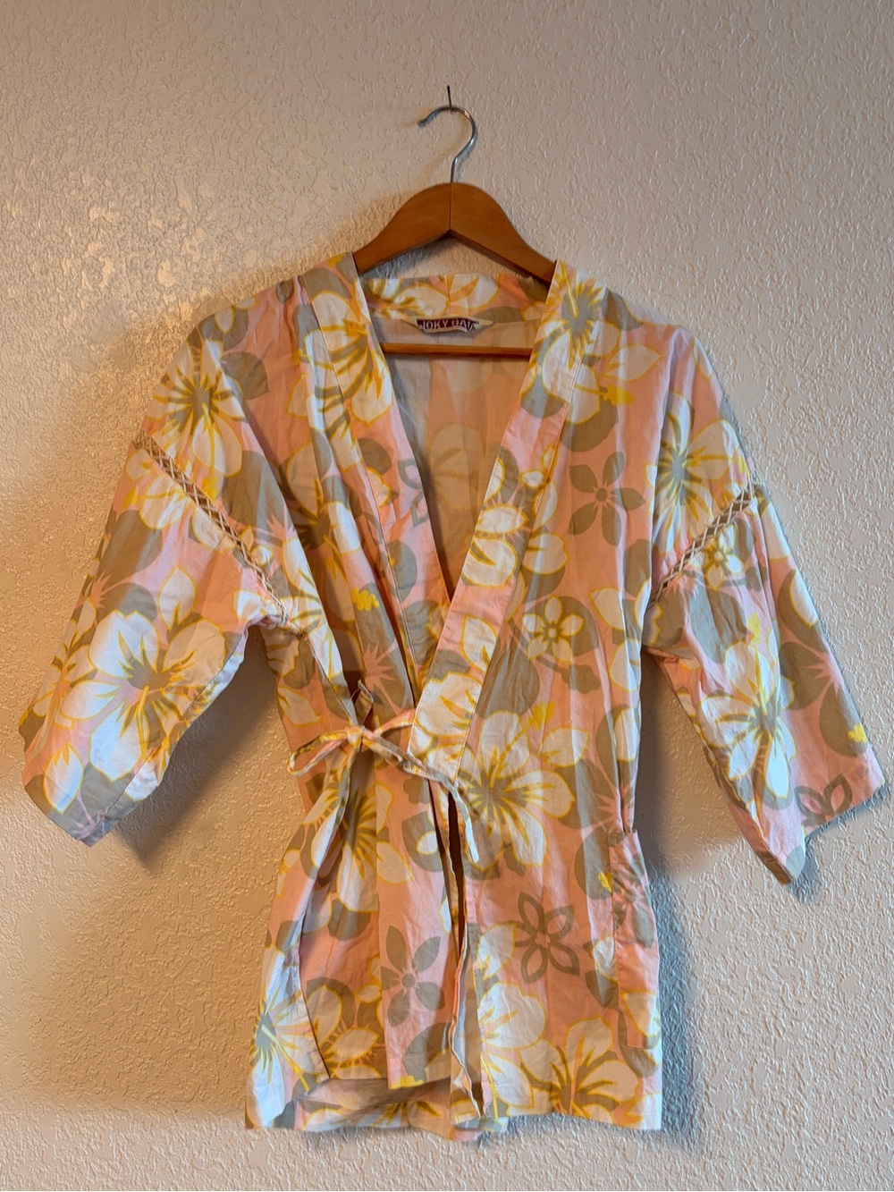 Vintage Floral Wrap Top - Pink & Yellow